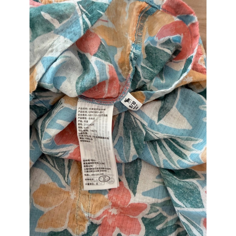 Abercrombie Kids Tropical Floral Swimsuit & Cover Up Dress Set Blue Orange 9/10 - Picture 8 of 8